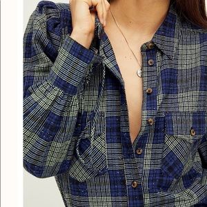 Free People Sun City Plaid Top